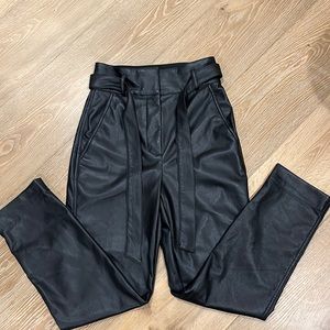 Babaton vegan leather belted pants